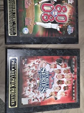 Philadelphia Phillies 80'08' World Series Champions Plaque Set - Red/White/Black